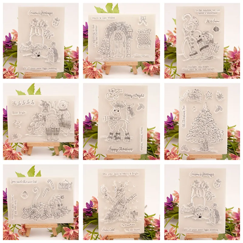 

Fashion Merry Christmas Transparent Clear Stamps for Scrapbooking DIY Silicone Seals Photo Album Paper Maker Template Stencils
