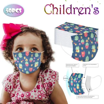 

50PCS Kids Child Disposable Cartoon Mouth Mask 3 Layer Breathable Children's Non Wovens Mask Face Earloop Mask Mascarilla