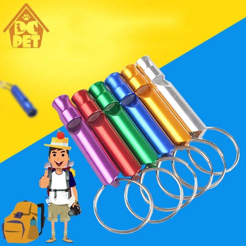 

1pc Mini Aluminum Alloy Whistle Keyring Keychain pet dog whistle for training Survival Safety Sport Camping Hunting Random Color