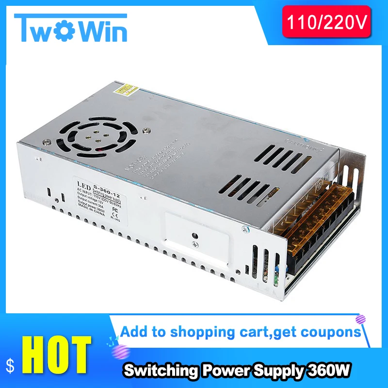 Universal Interruptor Regulado Fonte de Alimentação 360w para Tira de Led Cctv Rádio Computador Projeto 12v 30a 110 220v dc