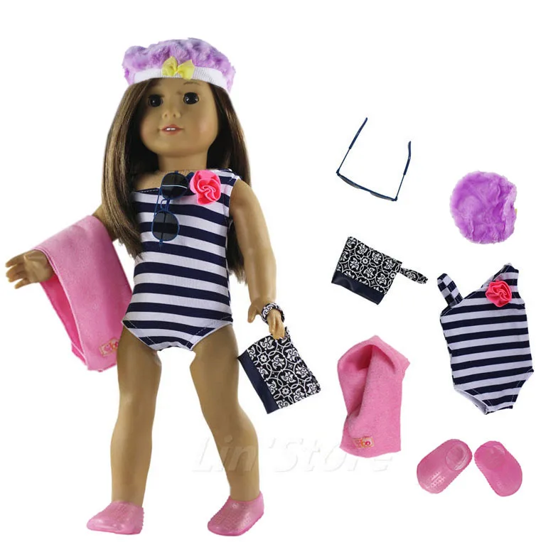 1 комплект одежды для куклы купальный костюм для 18 дюймов американская кукла много стилей для выбора A3 - Цвет: 6 PCS Outfit A5