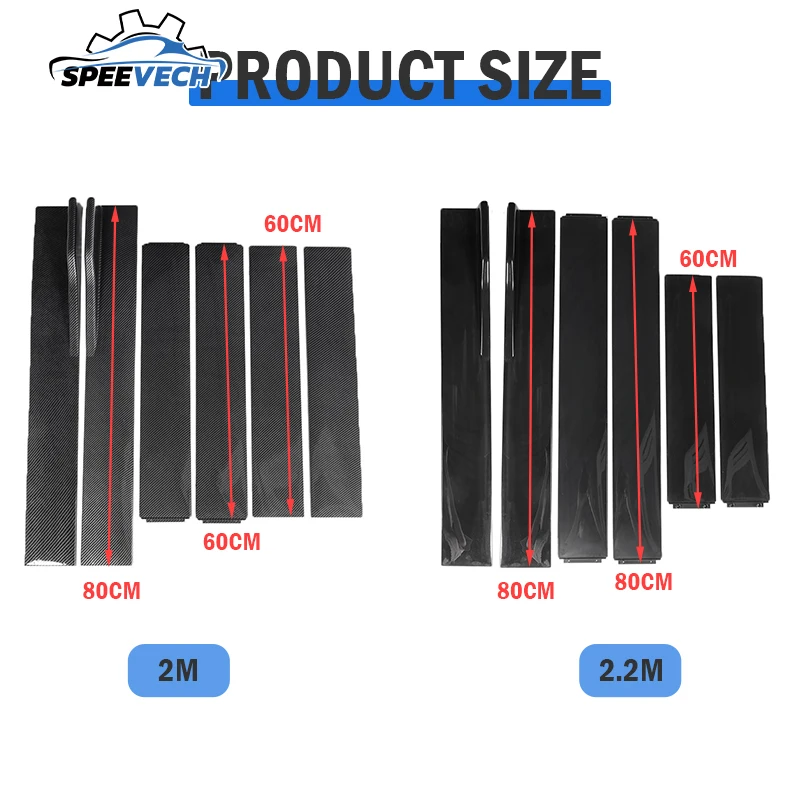 6PCS 2m/2.2m Universal Side Skirts Extension Rocker Panels Lip Wing Splitters on Bumper Car Styling for BWM f30 Front for VW