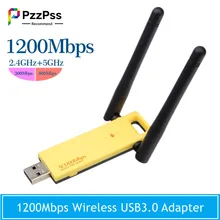 

PzzPss 1200Mbps Wireless WI-FI USB 3.0 Dual Band 2.4G 5G External WiFi Adapter Network Cark For PC Desktop Laptop Windows MAC