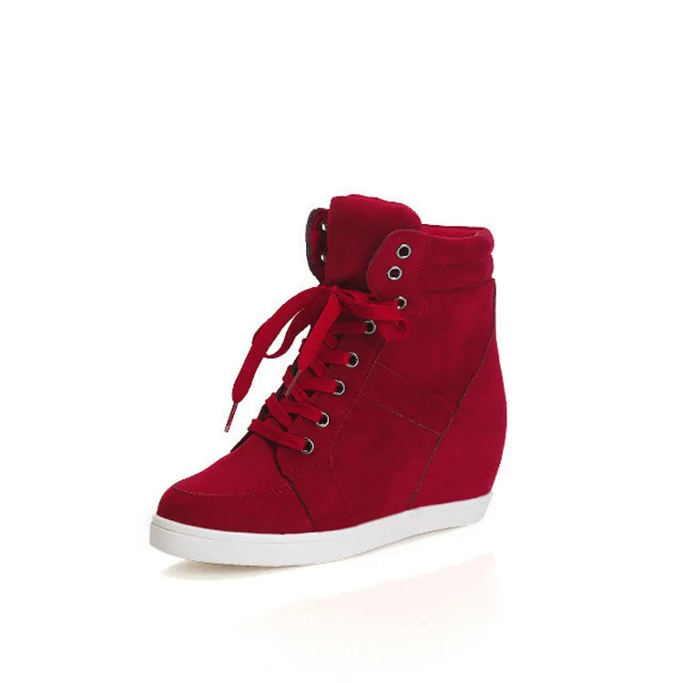 COWCOM/полированная женская повседневная обувь на высоком каблуке; женская обувь на платформе; женские кроссовки; SGLL-776 - Цвет: Красный