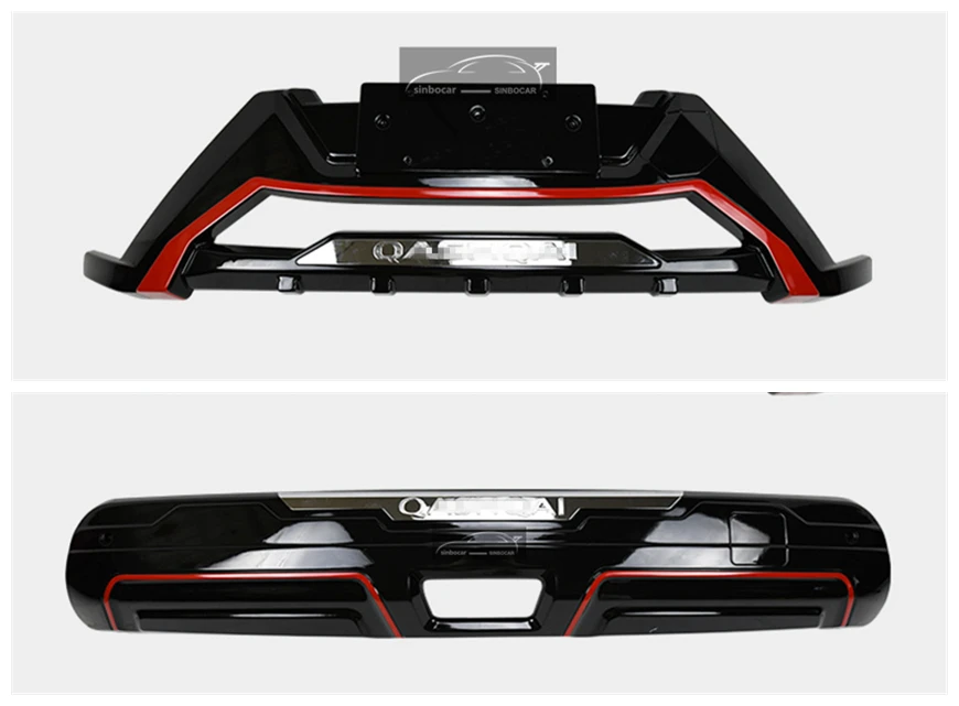 Front Rear Black Автомобиль ABS передний+ Задний бампер протектор Подоконник Пластина Крышка багажник защита Накладка для Nissan Qashqai автомобильный Стайлинг Бампер протектор - Цвет: Front Rear Black