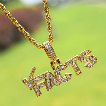 

Hip Hop Bling Iced Out CZ Letters Pendants & Necklaces For Men Rapper Jewelry With Solid Back Charm Tennis Chain Pendants