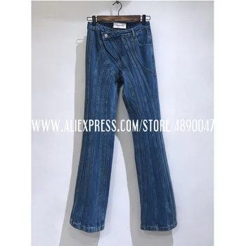 

2020 Women's high quality fashion jeans straight leg jeans Multiple stitches three-dimensional tailoring long-leg slim-fit jeans