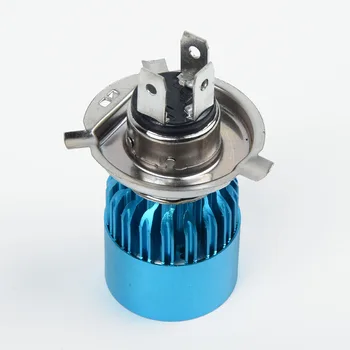 

12-85V 12W H4 White 3 LED Blue Shell Motorcycle Headlight Spotlight Lamp Bulb