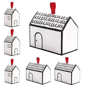 

Small house baking packaging carton gift box with tag ribbon nougat candy box (12 sets sold)