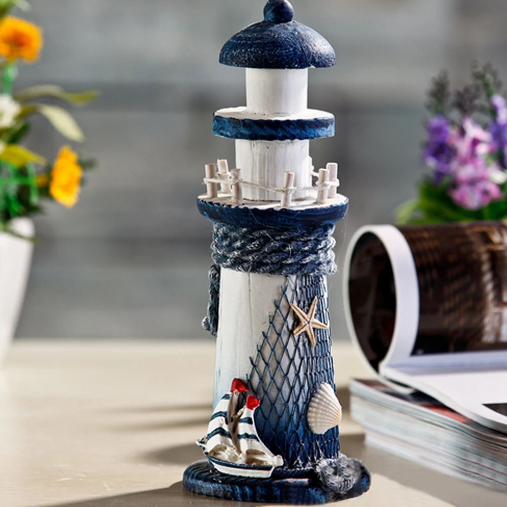 Desktop Light Tower Beacon Shell Lighthouse Handmade Decoration Home Ornament Wooden Nautical Beach DIY Gift Craft Bedroom | Дом и сад