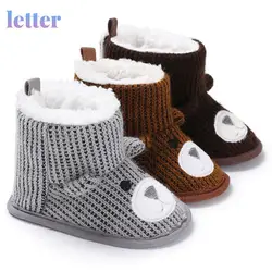 Zapatos de algodón para bebé, botas de felpa suave y cálida para antes de caminar, con estampado de dibujos animados, antideslizantes, para invierno
