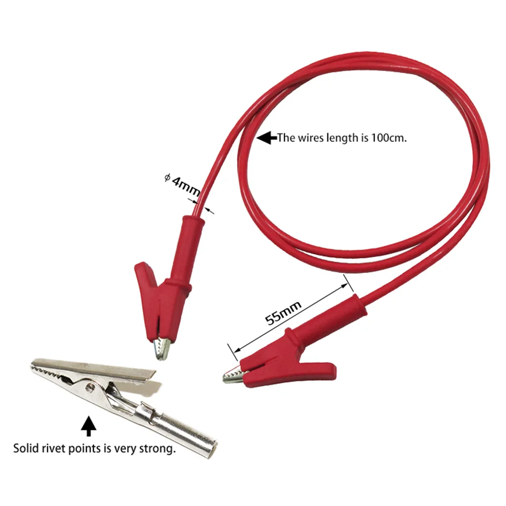 Pack of 10pcs Double-ended Alligator Jumper Test Leads Cable 1m Long & 5 Colours 1500V 15A