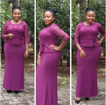 

3 Colors Women Plus Size Mermaid Dresses Elegant 2020 Spring Lace Patchwork Female Maxi Dress Trumpet Long Lady Workwear Dresses