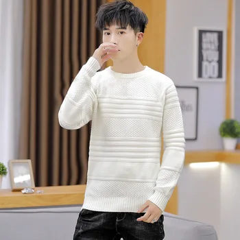 

White Mens Sweater Beige Green Light Blue Black Long Sleeve Winter O-Neck Casual Pullovers New Fashion Mens Sweaters