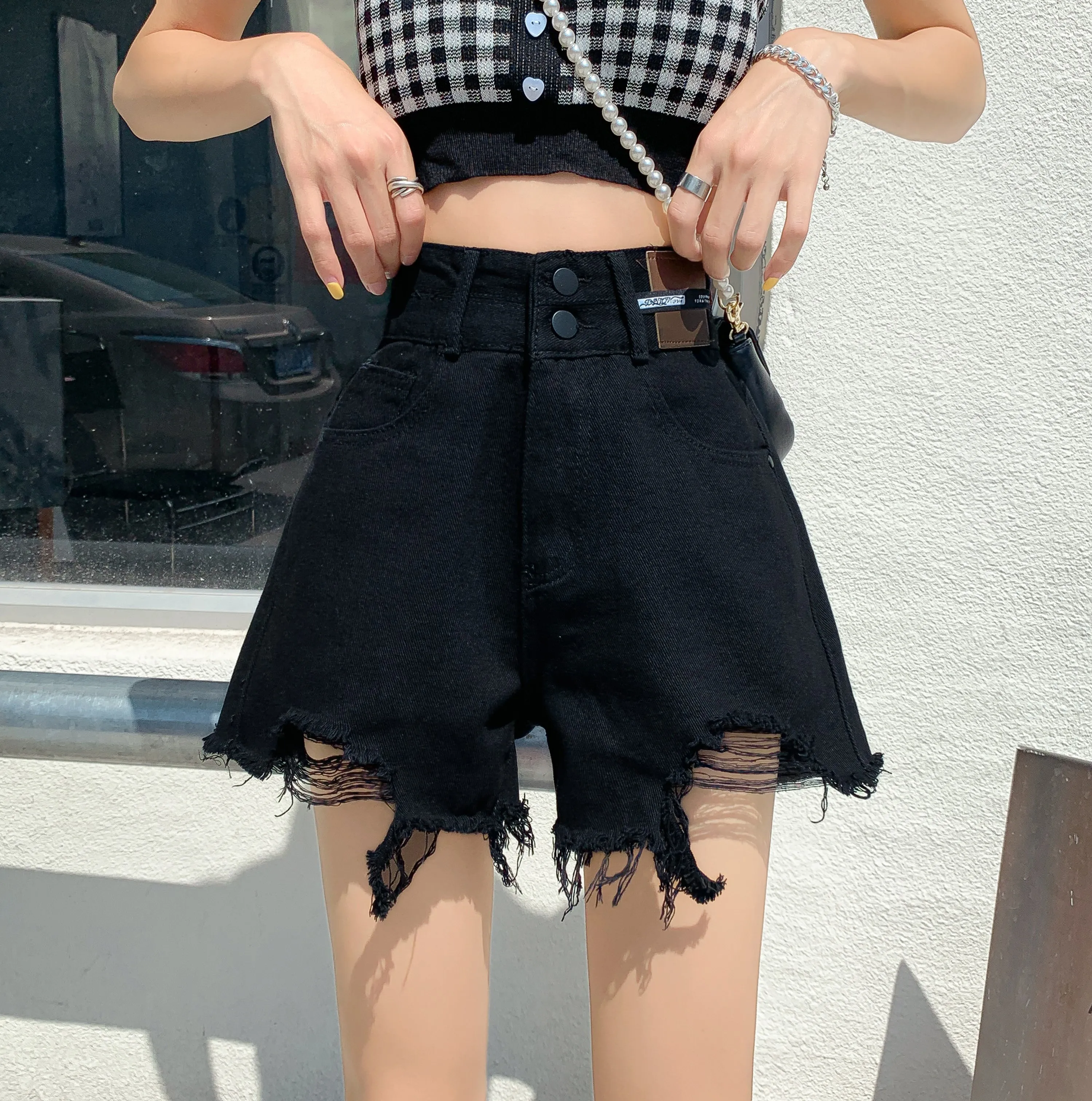 Cut Off Denim Shorts Young Girl Teens Women Frayed Distressed Jean Shorts Cute High Rise Ripped Hot Shorts Comfy White Shorts