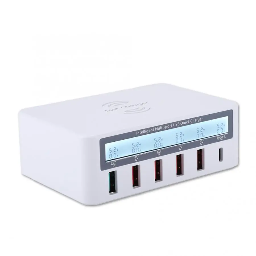 

Desktop QC3.0 Type-C QI Wireless Charger Multi-port USB Mobile Phone Fast Charging Dock Charging Cable