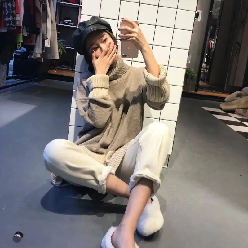 Heydress, женский свитер, водолазка, длинный рукав, пуловер, Повседневный, винтажный, контрастный цвет, вязанные топы, корейская мода, джемпер