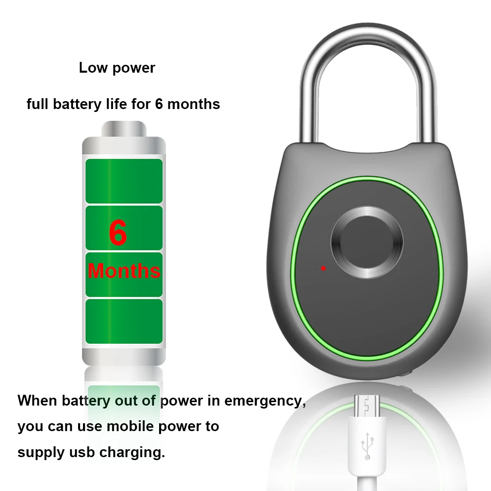 Умный замок отпечатков пальцев Портативный USB электронный цифровой замок прочный аккумулятор водонепроницаемый чемодан чехол шкафчик защелка для двери