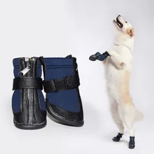 4 шт.; зимняя обувь для собак; водонепроницаемые Нескользящие зимние ботинки для домашних животных; защита лап; теплая Светоотражающая обувь для средних и больших собак