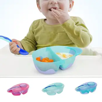 

Children's Tableware Baby Plate Bowl Learning Dishes With Suction Cup Assist Food Bowl Toddler Spoon Baby Dinnerware Set