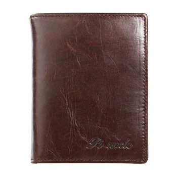 

PI UNCLE New Anti-Theft Brush Rfid Leather Men's Wallet Short Vertical Multi-Card Photo Wallet (Brown)