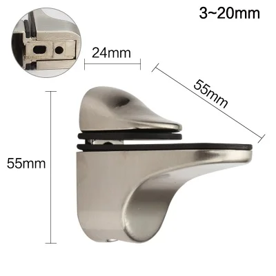 K839 Brushed Nickel 4 шт./лот, цинковый сплав, деревянная стеклянная акриловая полка, зажим, держатель, F, в форме рыбки, блестящий хром, настенное крепление - Цвет: K839 Brushed Nickel