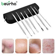 7 шт./компл. Нержавеющая сталь для удаления угрей, игла для удаления прыщей поры комедонов пятна очищающее средство против прыщей инструмент для чистки лица Уход