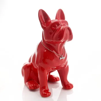 

WU CHEN LONG Ceramic French Bulldog Dog Statue Ceramic Crafts Home Decoration Ornament Porcelain Animal Figurine Decor R4197