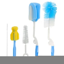 Набор из 5 предметов, 360 градусов, щетка для бутылочки, соска, губка для чистки, Детские принадлежности с ручкой, нейлон, практичная