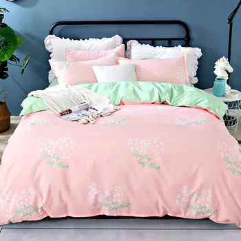 

Thumbedding Bow-knot Bedding Set For Girls Sweet Princess Style Duvet Cover King Queen Full Twin Single Comfortable Bed Set