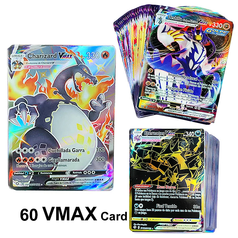 10-60pcs Spanish Pokemon Vmax Shining Card Box Spain Pokémon Pikachu Trading Battle Game Playing Booster Kids Toys Gift | Игрушки и