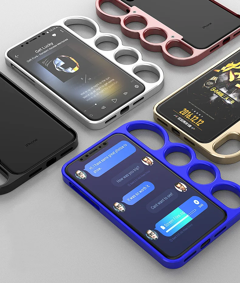 Премиум алюминиевый бампер чехол для Apple iPhone 7 8 Plus X XS 5 5S 4S SE роскошный робот Пряжка металлический противоударный палец кольцо Крышка