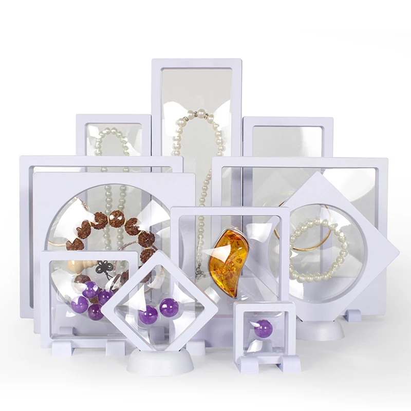 Plastic Membranes Photo Frame Gem Packaging Collection Jewelry Display Box Suspension Box Ring Bangle Necklace Display Dust Box