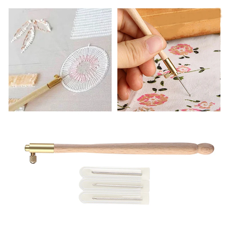 Набор инструментов для шитья с 3 иглами деревянные ручные тампоны вязания