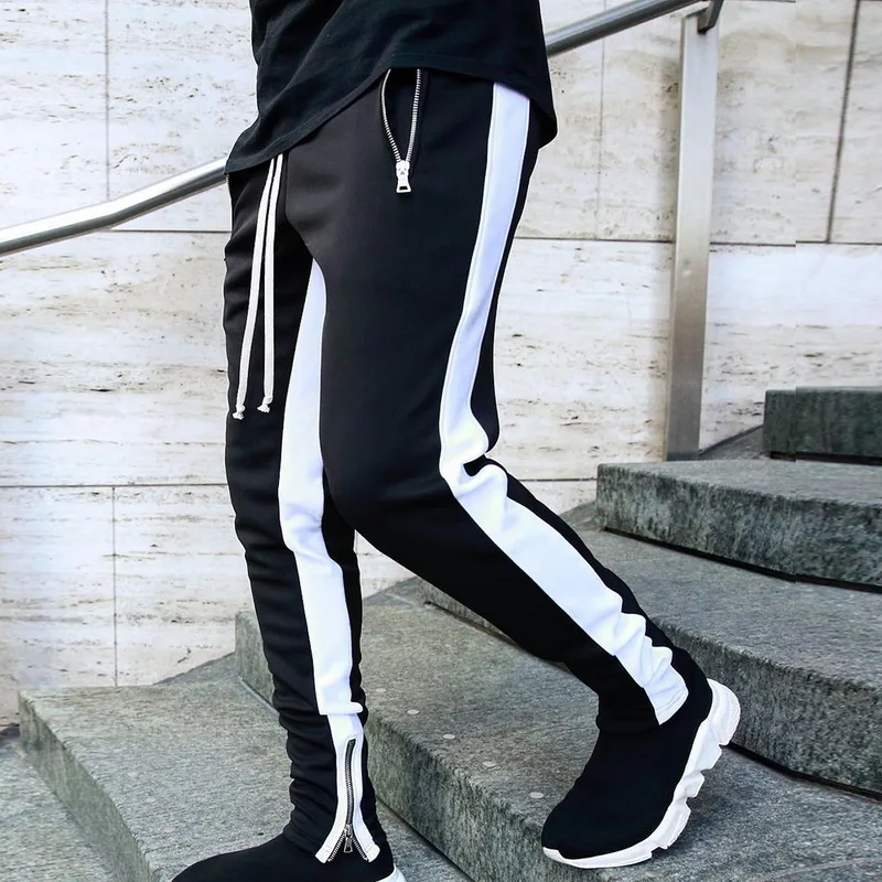 

PuimentiuaPant Mens Hip Hop Casual Joggers 2020 Striped Panelled Sweatpants Trousers Male Street Fashion Mens Trousers