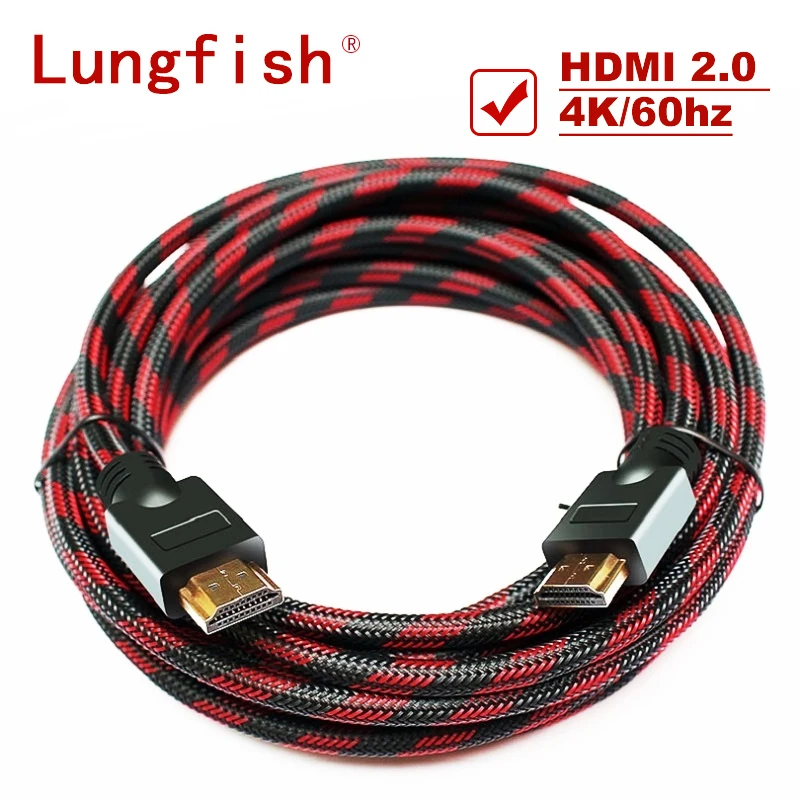Lungfish HDMI кабель 2,0 4 K/60Hz позолоченный штекер HDMI к HDMI 1 м 2 м 3 м 5 м 10 м 15 м 20 м для ноутбук с HDTV PS3/4 компьютерный кабель hdmi