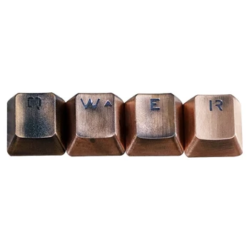 

Replaceable Red Bronze Mechanical Keyboard Metal Keycaps Pervious to light Keypress QWERASDF Key Cap Light Transmission