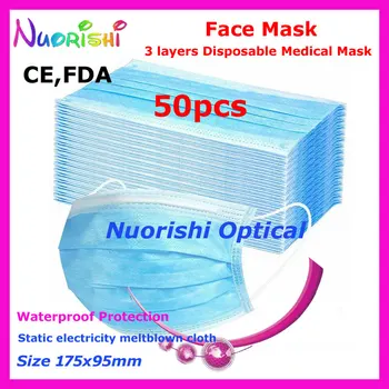 

50pcs DASHENG 3 Layers Adult Disposable Protective Breathable Face Mask Stop Virus Droplets Haze Dust CE FDA MA16 Free Shipping
