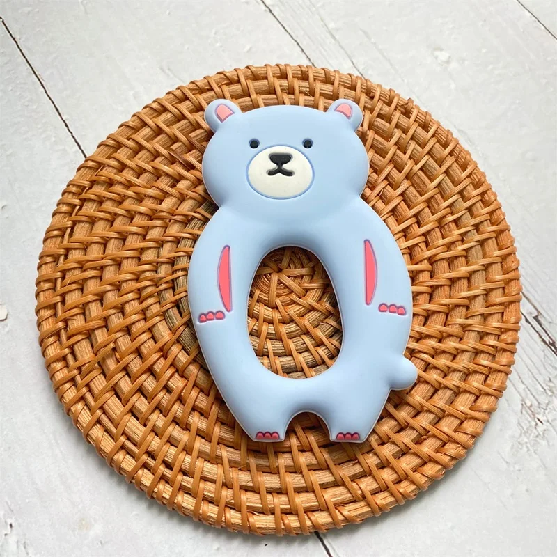 1pcs  실리콘 Teether 설치류 실리콘 동물 곰 젖꼭지 치아 펜던트 BPA 무료 실리콘 구슬 씹는 Biter 어린이 용품