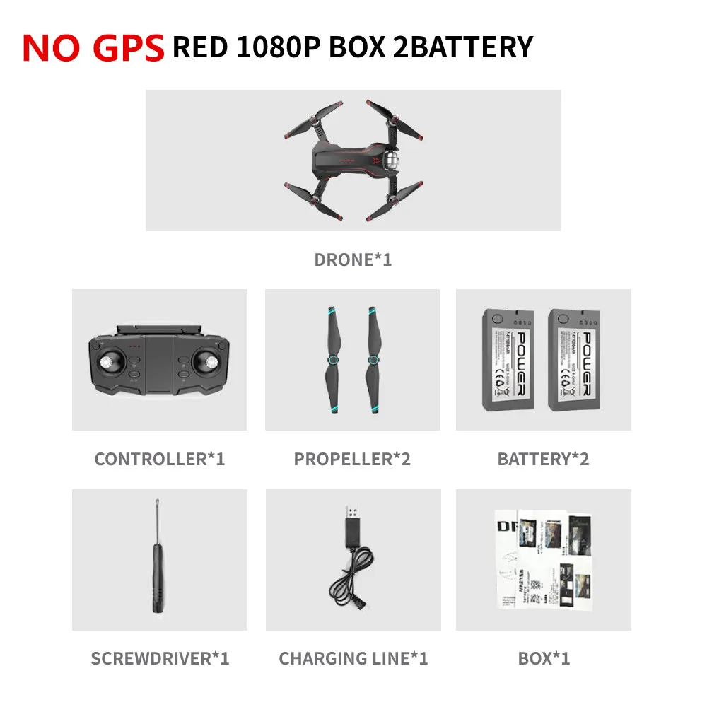 Red 1080P Box 2B Радиоуправляемый квадрокоптер S20 Дрон gps 4K HD Двойная камера 5G wifi FPV складной селфи Дрон профессиональный оптический поток 500 м дальние расстояния - Цвет: Red 1080P Box 2B