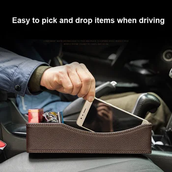 

2 pcs Car Seat Gap Organizer Storage Box Black Auto Car Seat Gap Slit Catcher with Cup Phone Holder with USB Charging Port