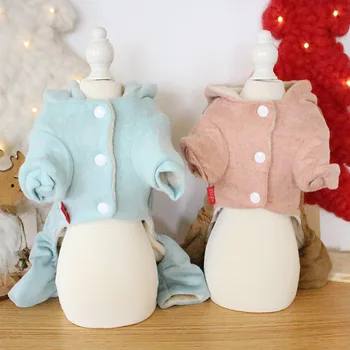 

new style Pet Clothes Teddy Pomeranian Bichon Small Dog Autumn And winter Warm Cute Solid Four-legged pizex Clothes