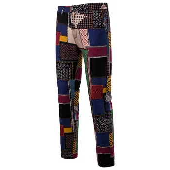 

New Fashion Style Men's Street Style Pants Print Casual Trousers Male Straight through African Style Zipper Straight Pants M-4XL