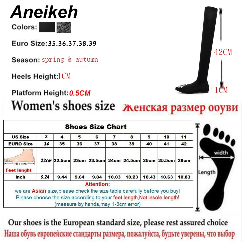 Aneikeh2020/модные ботинки со стразами, стелька из эластичной ткани женские ботфорты с острым носком на плоской подошве, женские ботинки с острым носком, 35-39