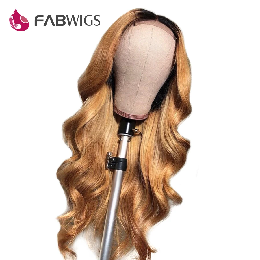 Fabwigs 1B/27 медовый блонд кружева передние человеческие волосы парики бразильский
