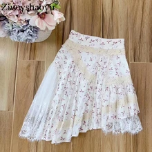 Ziwwshaoyu шарики для волос кружевная Лоскутная юбка с принтом асимметричные юбки женские новые