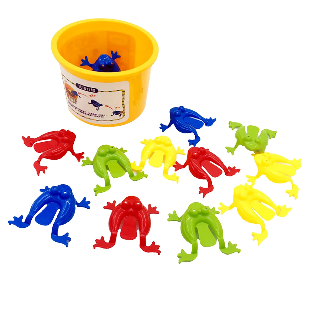 12pieces Assorted Jumping Frog Toy With Bucket Game Kids Party Favors