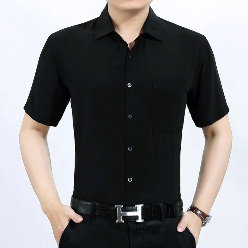 Zomer Echte Zijde Shirt Mannen Korte Mouw Wit Shirt 2020 Formele Heren Shirts Casual Slim Fit Camisa Masculina KJ1939 Zomer Echte Zijde Shirt Mannen Korte Mouw Wit Shirt 2020 Formele Heren Shirts Casual Slim Fit Camisa Masculina KJ1939