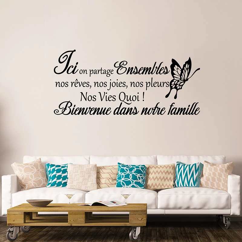 

Stickers Citation Ici On Partage Ensembles Nos Reves Vinyl Mural Art Decal Living Room Home Decor Poster House Decoration