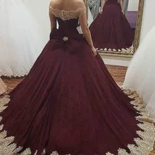 Г. Бордовое пышное платье принцессы, Арабская, Дубай, с открытыми плечами, милое, 16 лет, длинное платье для выпускного вечера для девочек, пышное платье, большие размеры